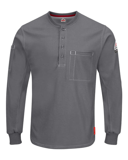 Bulwark Men's Tall iQ Series® Plus Long Sleeve Henley QT40T #color_Charcoal