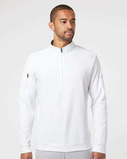 Adidas Men's Textured Quarter-Zip Pullover A295 #colormdl_White