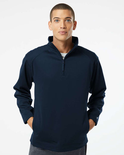 Badger Performance Fleece Quarter-Zip Pullover 1480 #colormdl_Navy