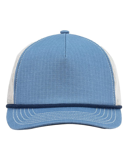 Big Accessories Lariat Ripstop Trucker Cap BA680 #color_Slate Blue/ Navy Rope