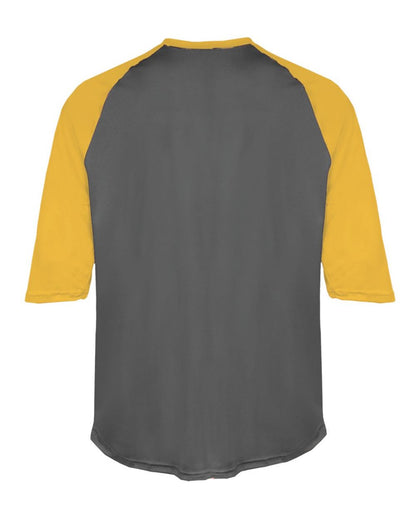Badger Men's B-Core Three-Quarter Sleeve Baseball T-Shirt 4133 #color_Graphite/ Gold