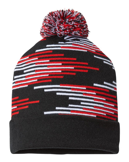 CAP AMERICA USA-Made Bar Beanie RKB12 #color_Black/ True Red/ White