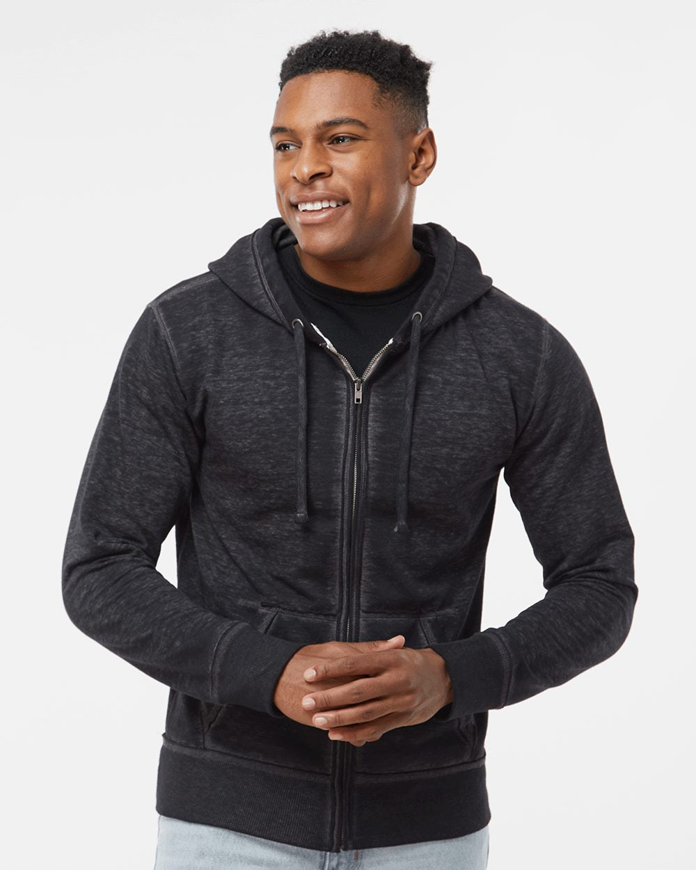 J. America Men's Vintage Zen Fleece Full-Zip Hooded Sweatshirt 8916