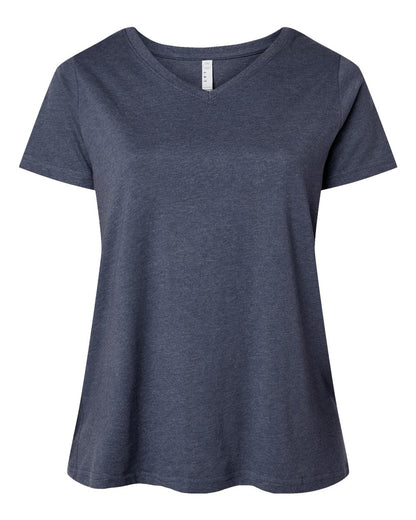 LAT Women's Curvy Collection Fine Jersey V-Neck Tee 3817 #color_Vintage Denim