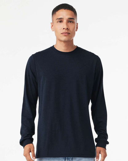 BELLA + CANVAS Triblend Long Sleeve Tee 3513 #colormdl_Solid Navy Triblend