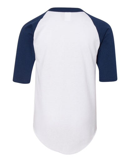 Augusta Sportswear Youth Three-Quarter Sleeve Baseball Jersey 4421 #color_White/ Navy