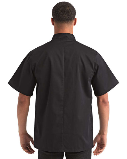 Artisan Collection by Reprime Unisex Ten Studded Front Short Sleeve Chef Coat RP664 #colormdl_Black