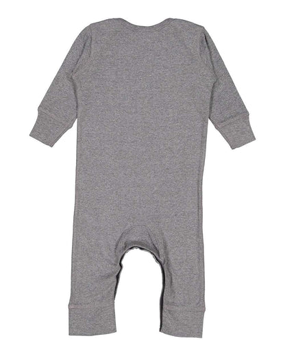 Rabbit Skins Infant Long Legged Baby Rib Bodysuit 4412 #color_Granite Heather