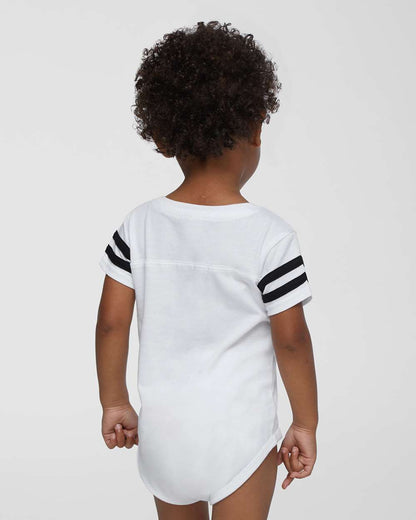 Rabbit Skins Infant Football Fine Jersey Bodysuit 4437 #colormdl_White Solid/ Black