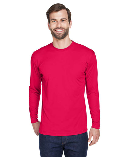 UltraClub Men's Cool & Dry Sport Long Sleeve Performance Interlock T-Shirt 8422 #colormdl_Red