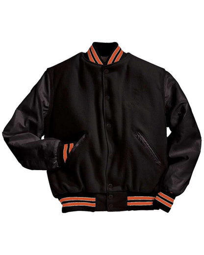 Holloway Men's Varsity Wool Jacket 224183 #color_Black/ Burnt Orange/ White