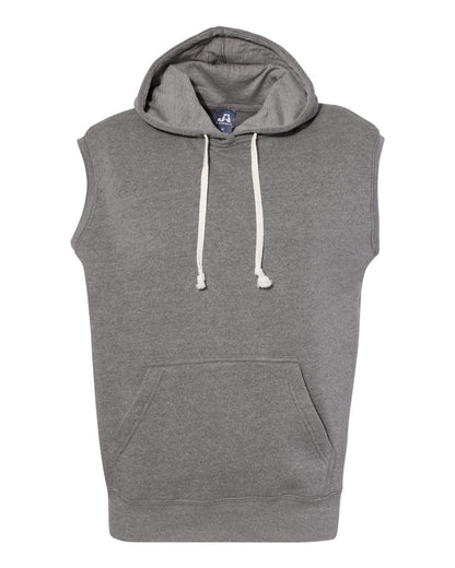J. America Men's Triblend Sleeveless Hooded Sweatshirt 8877 #color_Smoke Triblend