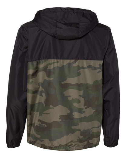 Independent Trading Co. Lightweight Windbreaker Full-Zip Jacket EXP54LWZ #color_Black/ Forest Camo