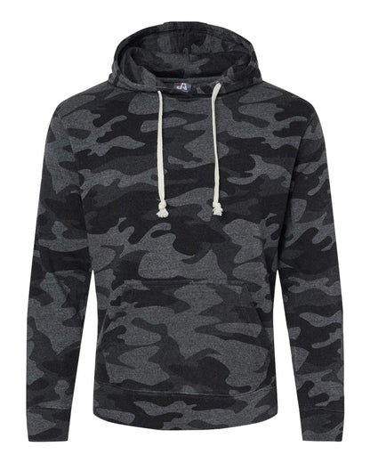 J. America Men's Triblend Fleece Hooded Sweatshirt 8871 #color_Black Camo Triblend