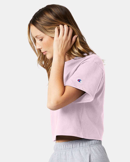 Champion Women's Heritage Jersey Crop T-Shirt T453W #colormdl_Pink Candy