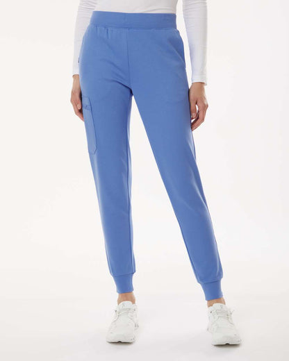 Jaanuu Women's Petite Sizes Rubi Ultrasoft Scrub Joggers W40001P #colormdl_Ceil Blue