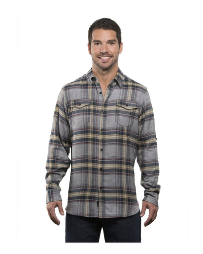 Burnside Yarn-Dyed Long Sleeve Flannel Shirt 8210 #color_Light Grey