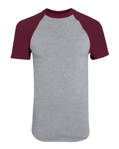 Augusta Sportswear Short Sleeve Baseball Jersey 423 #color_Athletic Heather/ Maroon