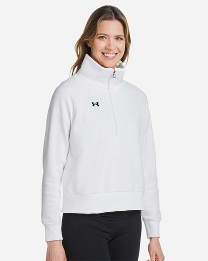 Under Armour Women's Rival Fleece Quarter-Zip Pullover 1379492 #colormdl_White/ Black