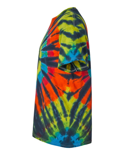 Dyenomite Rainbow Cut-Spiral Tie-Dyed T-Shirt 200TD #color_Black Rainbow Cut-Spiral
