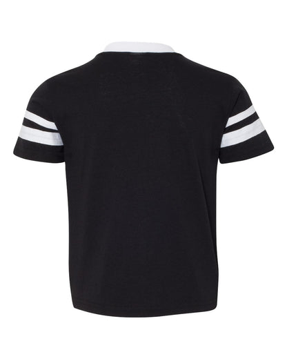 Augusta Sportswear Youth V-Neck Jersey with Striped Sleeves 361 #color_Black/ White