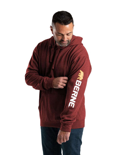 Berne Apparel Men's Signature Sleeve Hooded Sweatshirt SP401 #colormdl_Brick