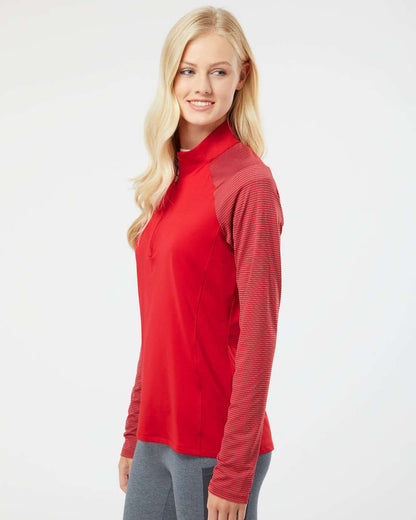 Adidas Women's Stripe Block Quarter-Zip Pullover A521 #colormdl_Team Power Red