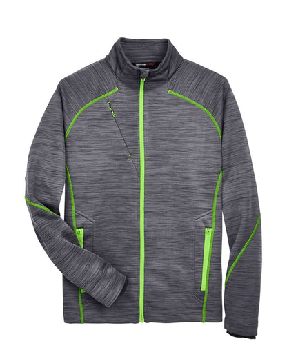 North End Men's Flux Mélange Bonded Fleece Jacket 88697 #color_Carbon/ Acid Green