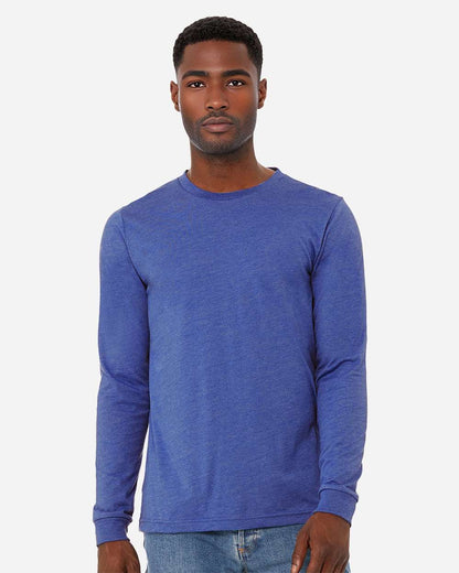 BELLA + CANVAS Heather CVC Long Sleeve Tee 3501CVC #colormdl_Heather True Royal
