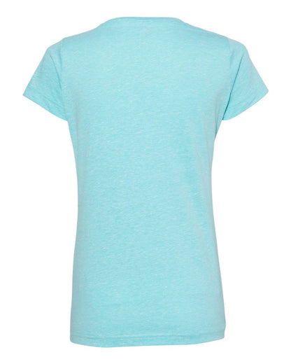 LAT Women's Harborside Mélange V-Neck Tee 3591 #color_Caribbean Melange