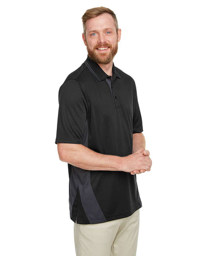 Harriton Men's Tall Flash Snag Protection Plus IL Colorblock Polo M386T #colormdl_Black/ Dark Charcoal