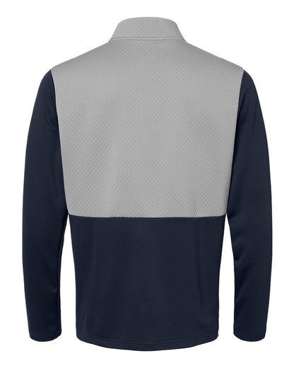 Adidas Men's Textured Mixed Media Quarter-Zip Pullover A532 #color_Collegiate Navy/ Grey Three