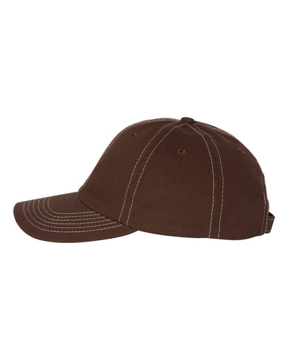 Valucap Bio-Washed Classic Dad Hat VC300A #color_Brown/ Stone Stitch