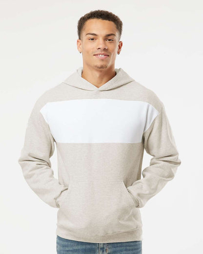 JERZEES Unisex Nublend® Billboard Hooded Sweatshirt 98CR #colormdl_Oatmeal Heather/ White