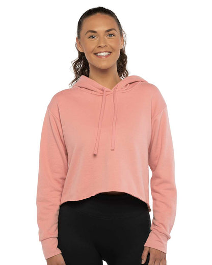 Next Level Women's Laguna Sueded Raw Edge Crop Hoodie 9384 #colormdl_Desert Pink