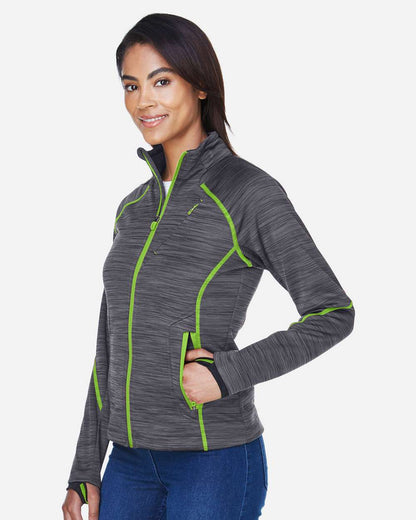 North End Women's Flux Mélange Bonded Fleece Jacket 78697 #colormdl_Carbon/ Acid Green