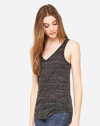 BELLA + CANVAS Women's Flowy V-Neck Tank 8805 #colormdl_Black Marble