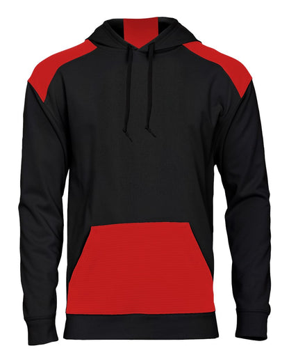 Badger Breakout Performance Fleece Hooded Sweatshirt 1440 #color_Black/ Red