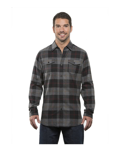 Burnside Yarn-Dyed Long Sleeve Flannel Shirt 8210 #color_Black/ Steel