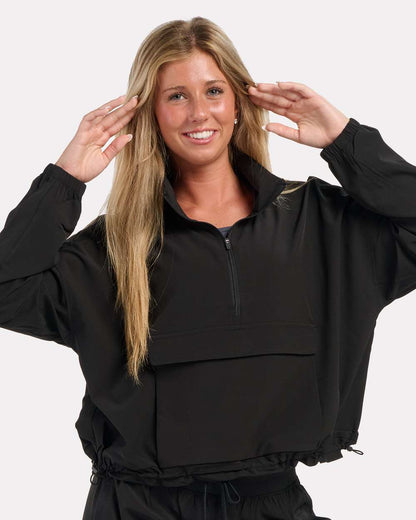 Boxercraft Women's Stretch Woven Quarter-Zip Pullover BW5204 #colormdl_Black