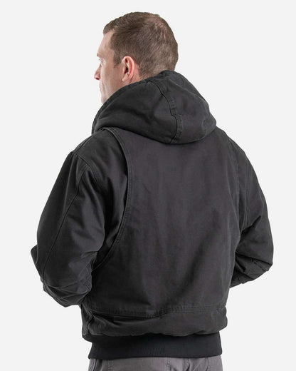 Berne Apparel Men's Highland Flex180® Washed Duck Hooded Work Jacket HJ317 #colormdl_Black