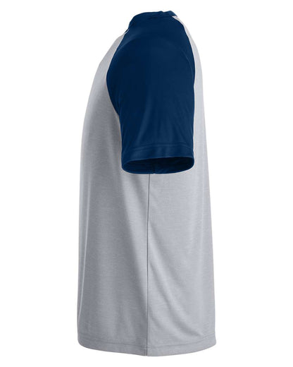 Team 365 Unisex Zone Colorblock Raglan T-Shirt TT62 #color_Athletic Heather/ Sport Dark Navy