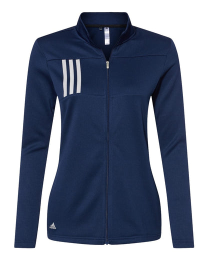 Adidas Women's 3-Stripes Double Knit Full-Zip A483 #color_Team Navy Blue/ Grey Two