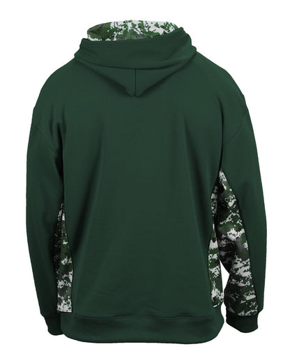 Badger Youth Digital Camo Colorblock Performance Fleece Hooded Sweatshirt 2464 #color_Forest/ Forest