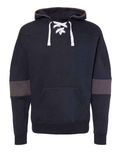 J. America Men's Sport Lace Colorblocked Fleece Hooded Sweatshirt 8832 #color_Navy