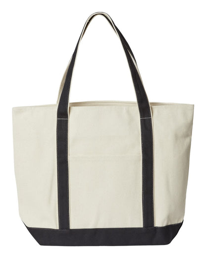 Liberty Bags XL Zippered Cotton Canvas Resort Tote 8873 #color_Natural/ Black