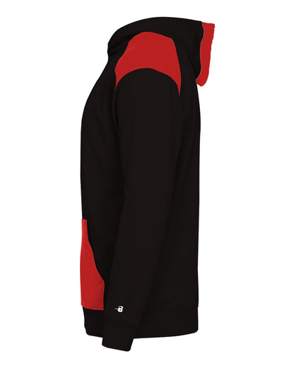 Badger Breakout Performance Fleece Hooded Sweatshirt 1440 #color_Black/ Red