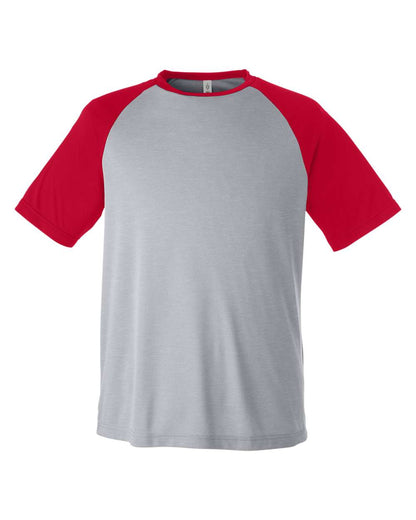 Team 365 Unisex Zone Colorblock Raglan T-Shirt TT62 #color_Athletic Heather/ Sport Red