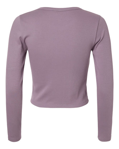 American Apparel Women's Baby Rib Long Sleeve Cropped Tee BR2107 #color_Smokey Violet