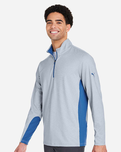 Puma Golf Men's Mesa Stripe Quarter-Zip Pullover PG410 #colormdl_Lake Blue/ Bright White